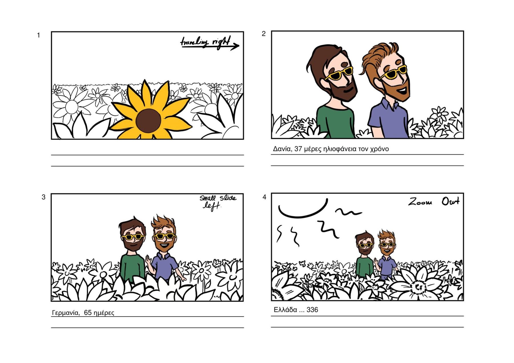 DEH Sunflowers — Storyboard, 1 of 5