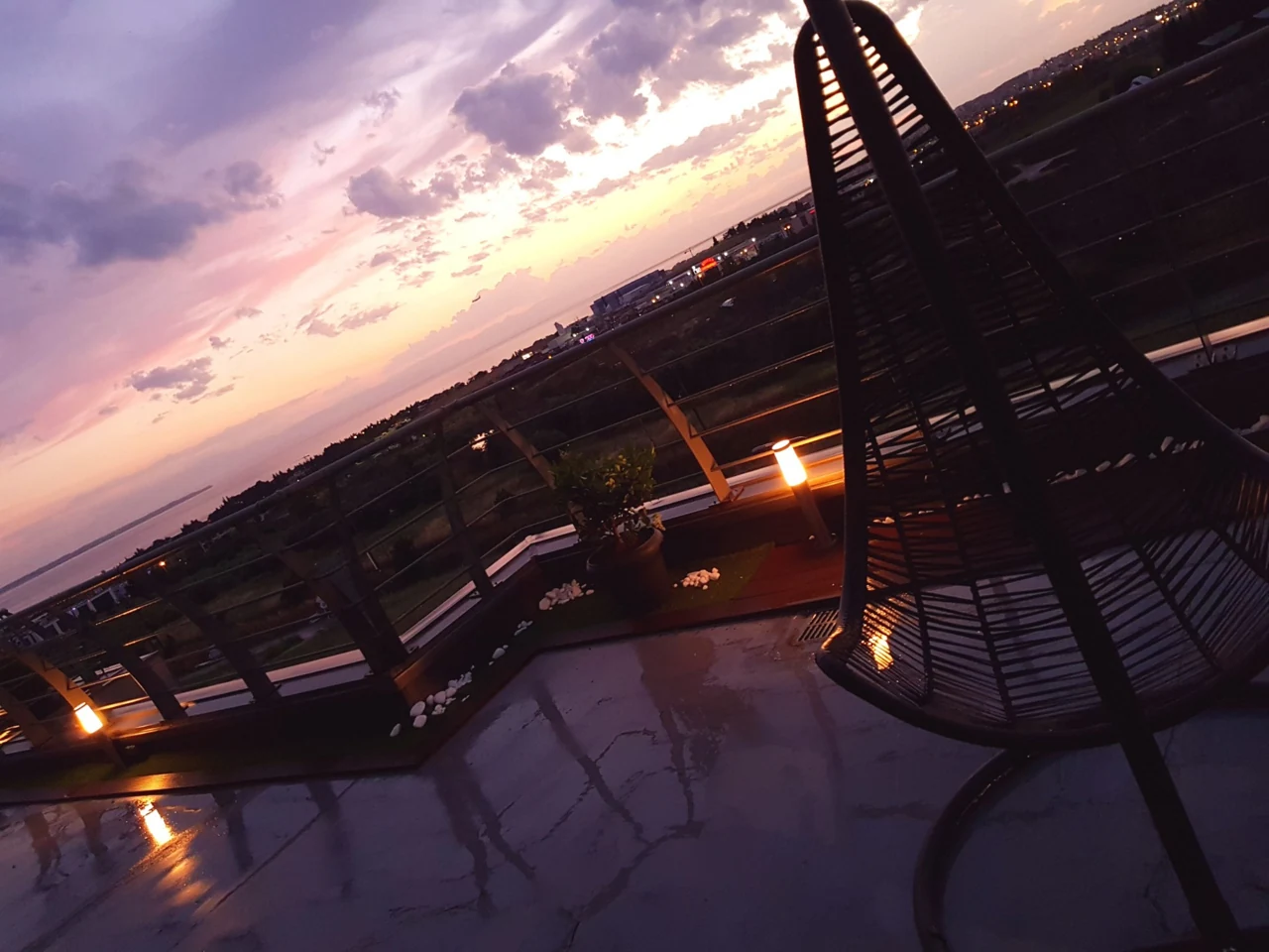Sunset over Thessaloniki viewed from the studio terrace